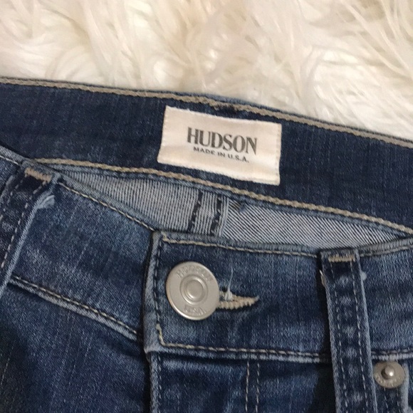 Hudson Distressed Patch Skinny Jeans - Picture 5 of 10